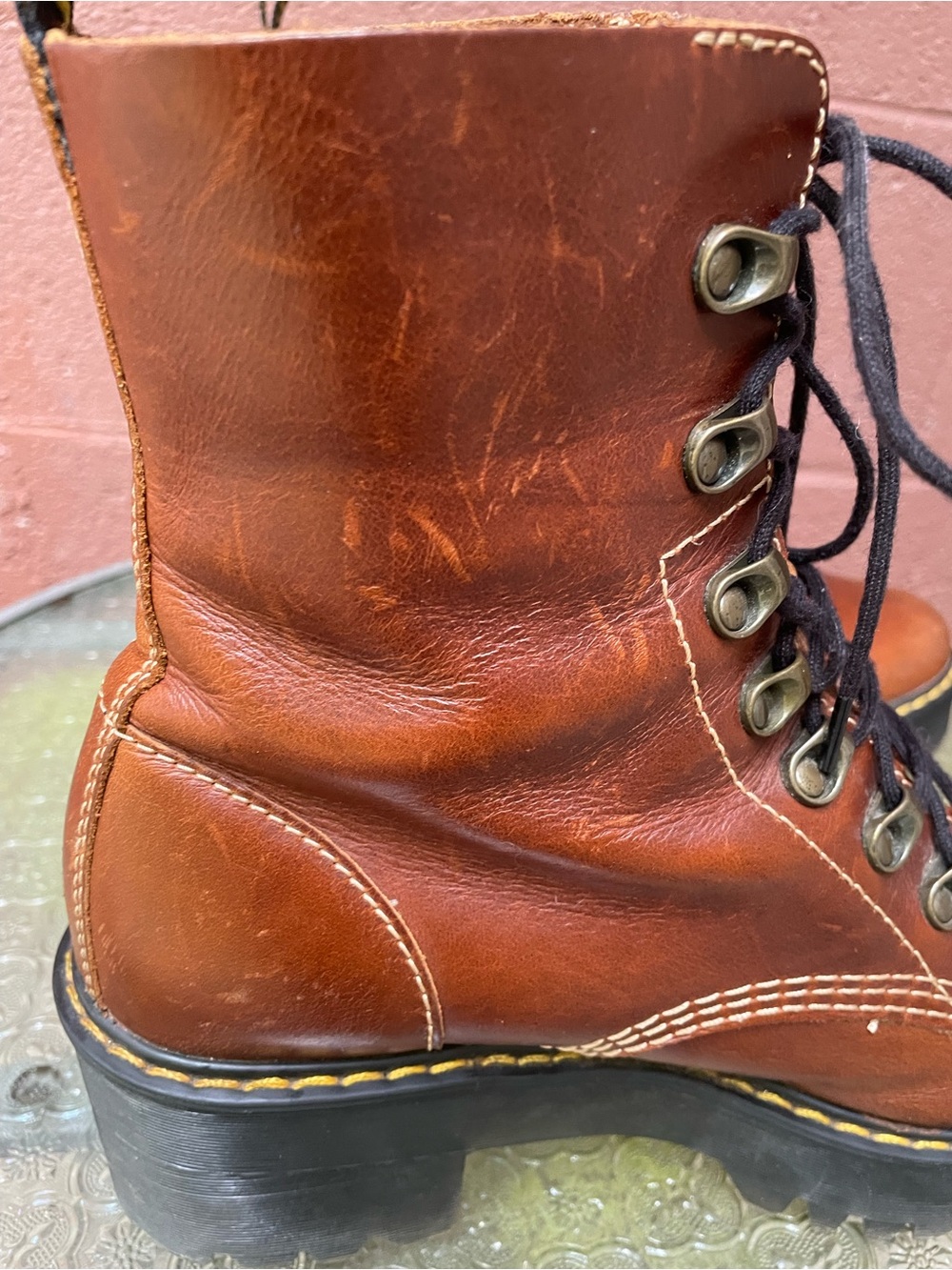 Dr Martens Leona Orleans Leather Platform Heeled Boots Size 9 - Picture 8 of 12
